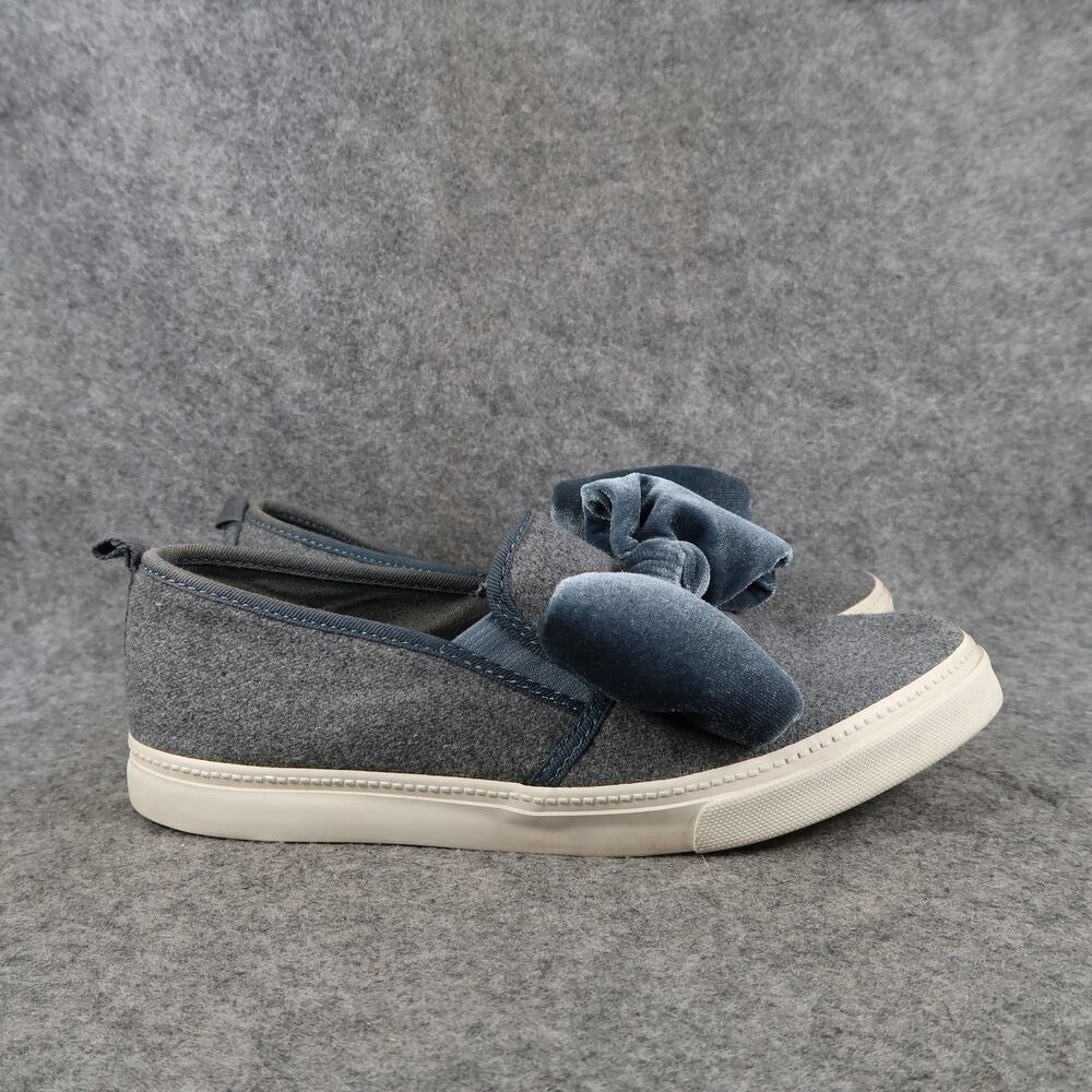 Gymboree Shoes Kids 4 Casual Sneakers Slip On Velvet Bow Fashion Lifestyle Grey